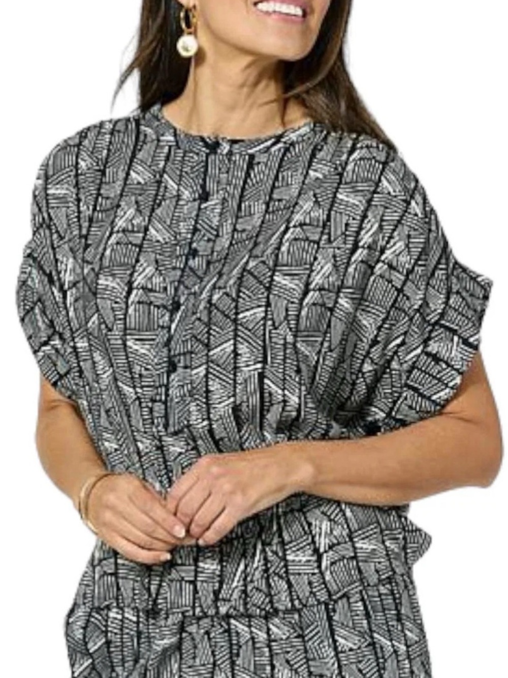 G by Giuliana Gathered Dolman Sleeve Top.  Black and cream Sz 3X. New in package